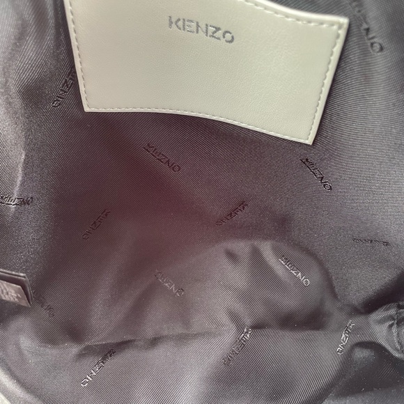 NEW Kenzo Tri Color Printed Logo Knit Fabric Zipped Wristlet Pouch - Picture 9 of 12